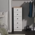 Norfolk Chest - Narrow - 5 Drawer - White and Oak