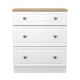 Norfolk Chest - Deep - 3 Drawer - White and Oak