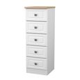 Norfolk Chest - Narrow - 5 Drawer - White and Oak