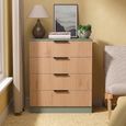 Java Fluted Chest - 4 Drawer - Deep - Natural and Reed Green