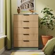 Java Fluted Chest - 5 Drawer - Wide - Natural and Reed Green