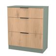 Java Fluted Chest - 3 Drawer - Deep - Natural and Reed Green