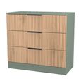Java Fluted Chest - 3 Drawer - Natural and Reed Green