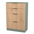 Java Fluted Chest - 4 Drawer - Deep - Natural and Reed Green