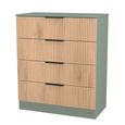Java Fluted Chest - 4 Drawer - Natural and Reed Green