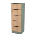 Java Fluted Chest - 5 Drawer - Narrow - Natural and Reed Green