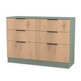 Java Fluted Chest - 6 Drawer - Midi - Natural and Reed Green