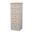 Sussex Narrow Chest - 5 Drawer - Cashmere and Oak