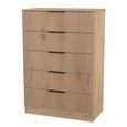 Java Fluted Chest - 5 Drawer - Wide - Natural and Nebraska