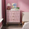 Diamond Chest - 4 Drawer - with Gold Hairpin Legs - Pink and White