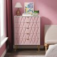 Diamond Chest - 5 Drawer - with Gold Hairpin Legs - Pink and White