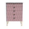 Diamond Chest - 5 Drawer - with Gold Hairpin Legs - Pink and White