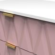 Diamond Midi Chest - 3 Drawer - with Gold Hairpin Legs - Pink and White