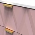 Diamond Narrow Chest - 5 Drawer - with Gold Hairpin Legs - Pink and White