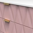 Diamond Small Chest - 3 Drawer - with Gold Hairpin Legs - Pink and White