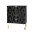 Diamond Chest - 4 Drawer - with Gold Hairpin Legs - Black and White