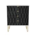 Diamond Chest - 4 Drawer - with Gold Hairpin Legs - Black and White