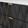 Diamond Chest - 4 Drawer - with Gold Hairpin Legs - Black and White