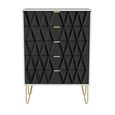 Diamond Chest - 5 Drawer - with Gold Hairpin Legs - Black and White