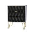 Diamond Midi Chest - 3 Drawer - with Gold Hairpin Legs - Black and White