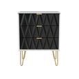 Diamond Midi Chest - 3 Drawer - with Gold Hairpin Legs - Black and White