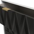 Diamond Midi Chest - 3 Drawer - with Gold Hairpin Legs - Black and White