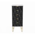 Diamond Narrow Chest - 5 Drawer - with Gold Hairpin Legs - Black and White