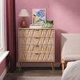 Diamond Chest - 4 Drawer - with Gold Hairpin Legs - Oak