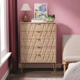 Diamond Chest - 5 Drawer - with Gold Hairpin Legs - Oak