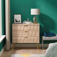 Diamond Small Chest - 3 Drawer - with Gold Hairpin Legs - Oak