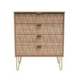 Diamond Chest - 4 Drawer - with Gold Hairpin Legs - Oak