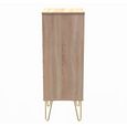 Diamond Narrow Chest - 5 Drawer - with Gold Hairpin Legs - Oak