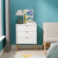Diamond Midi Chest - 3 Drawer - with Gold Hairpin Legs - White