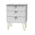 Diamond Midi Chest - 3 Drawer - with Gold Hairpin Legs - White