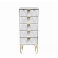 Diamond Narrow Chest - 5 Drawer - with Gold Hairpin Legs - White
