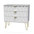 Diamond Small Chest - 3 Drawer - with Gold Hairpin Legs - White