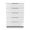 Milan Chest - 5 Drawer - White Gloss