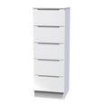 Milan Chest - Narrow - 5 Drawer - White Gloss