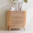 Curved Fluted Chest - 3 Drawer - Narrow - Natural Wood