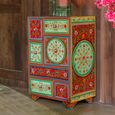Mumbai Painted Chest - Multi Drawer - Red and Green - Mango Wood