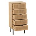 Chest - 5 Drawer - Tall - Natural Rattan