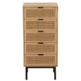 Chest - 5 Drawer - Tall - Natural Rattan