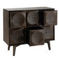 Circle Design Chest - 6 Drawer - Wide - Dark Brown Wood