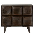Circle Design Chest - 6 Drawer - Wide - Dark Brown Wood