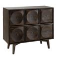 Circle Design Chest - 6 Drawer - Wide - Dark Brown Wood