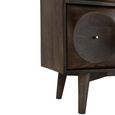 Circle Design Chest - 6 Drawer - Wide - Dark Brown Wood