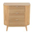 Curved Fluted Chest - 3 Drawer - Narrow - Natural Wood