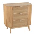 Curved Fluted Chest - 3 Drawer - Narrow - Natural Wood