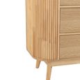 Curved Fluted Chest - 3 Drawer - Narrow - Natural Wood