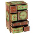 Mumbai Painted Chest - Multi Drawer - Red and Green - Mango Wood